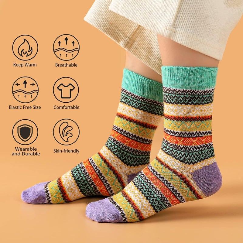 Pleneal Wool Socks for Women - Womens Winter Warm Wool Sock Men Cozy Knit Boots Socks for Women - Image 4